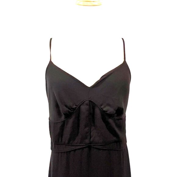Banana Republic Black Maxi Piping Slip Dress Size 8P Summer Sundress Petite - Picture 4 of 8